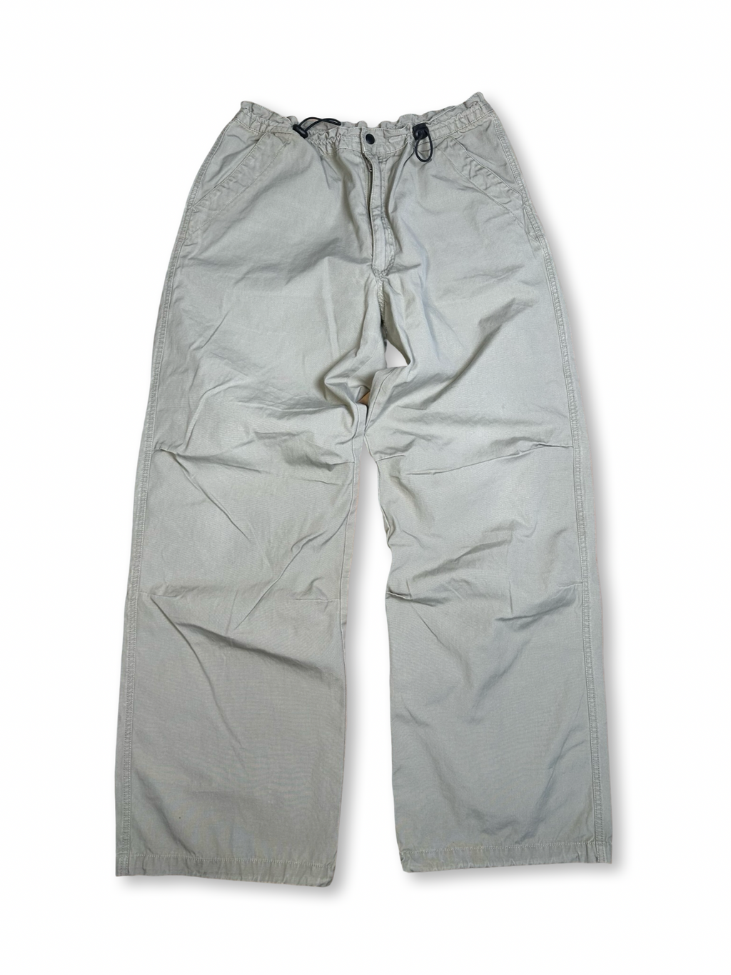 Grænar/sand baggy buxur stærð L