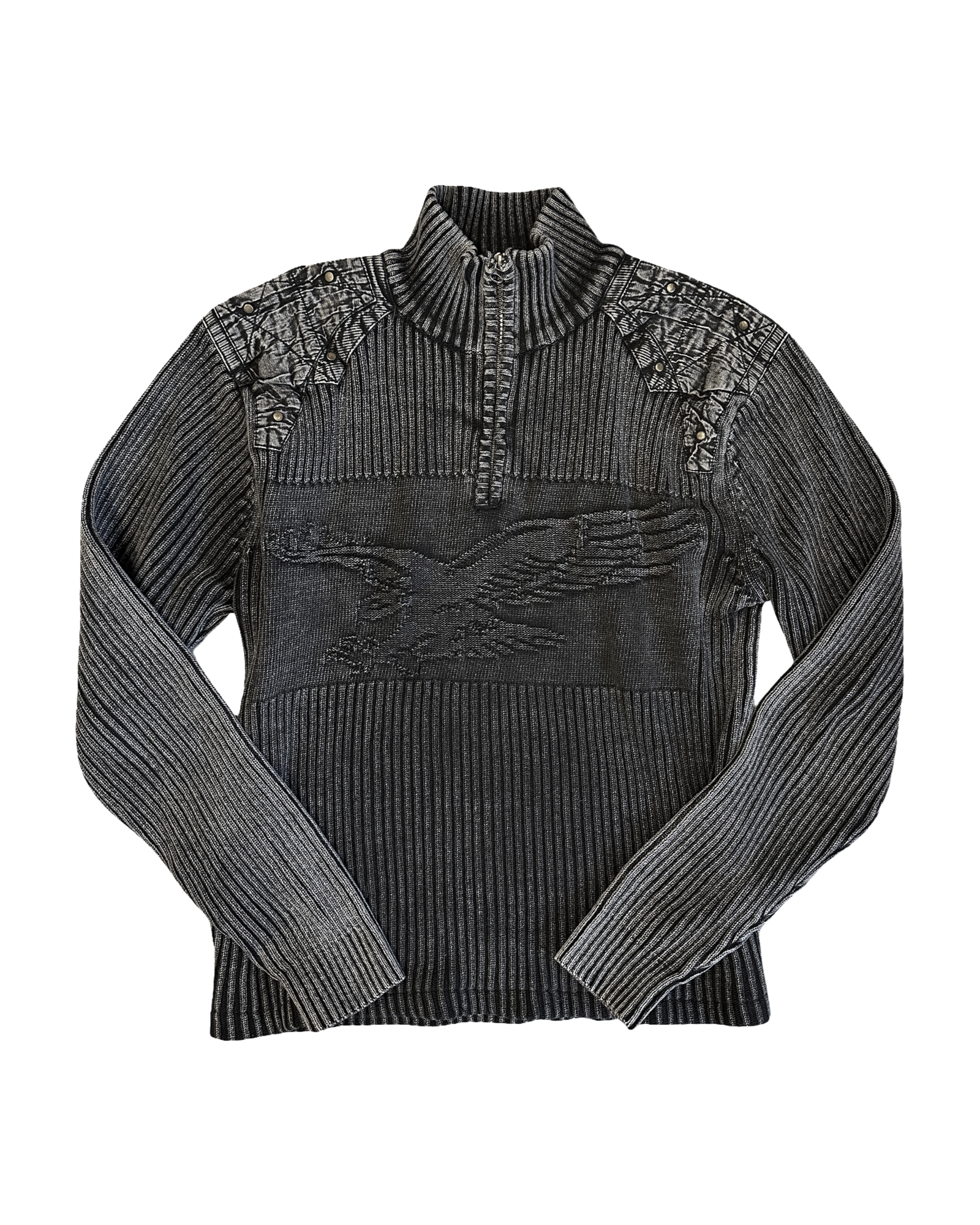 Eagle knit half zip peysa L