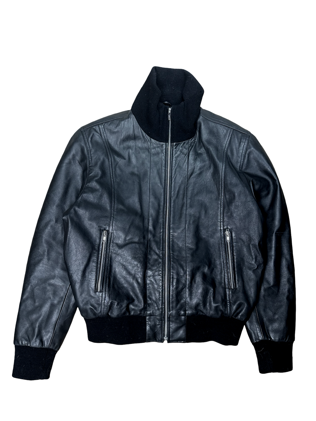 Lamba leðurjakki með kraga fittar M