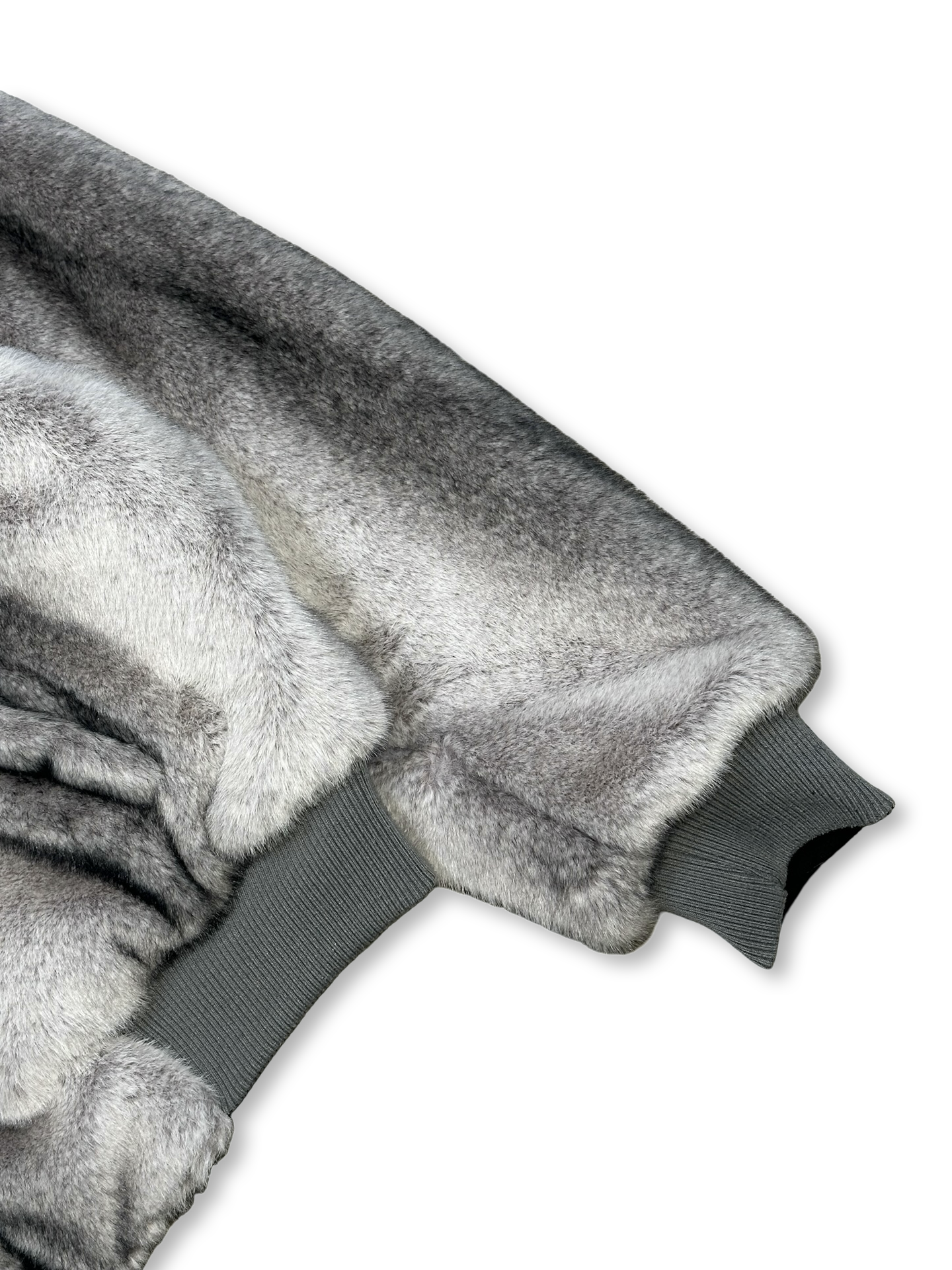 Reversible cropped Hi-NRG fur/pleður bomberjakki M