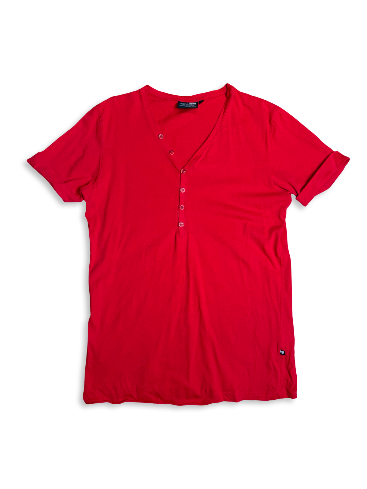 2010 hnepptur V-neck slimfit stuttermabolur M