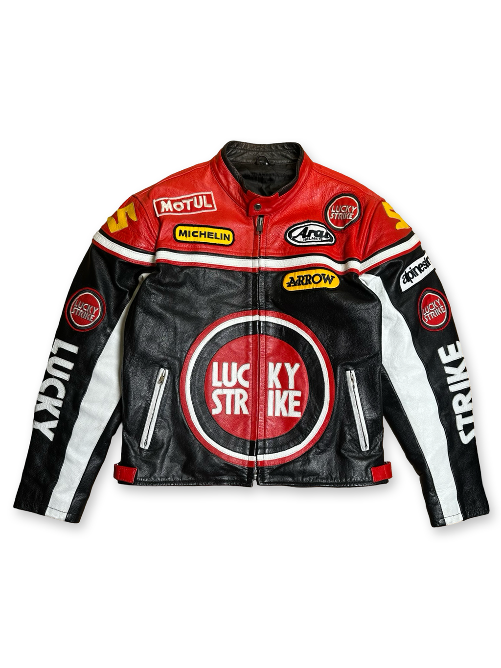 Vintage Lucky Strike Racing leðurjakki M