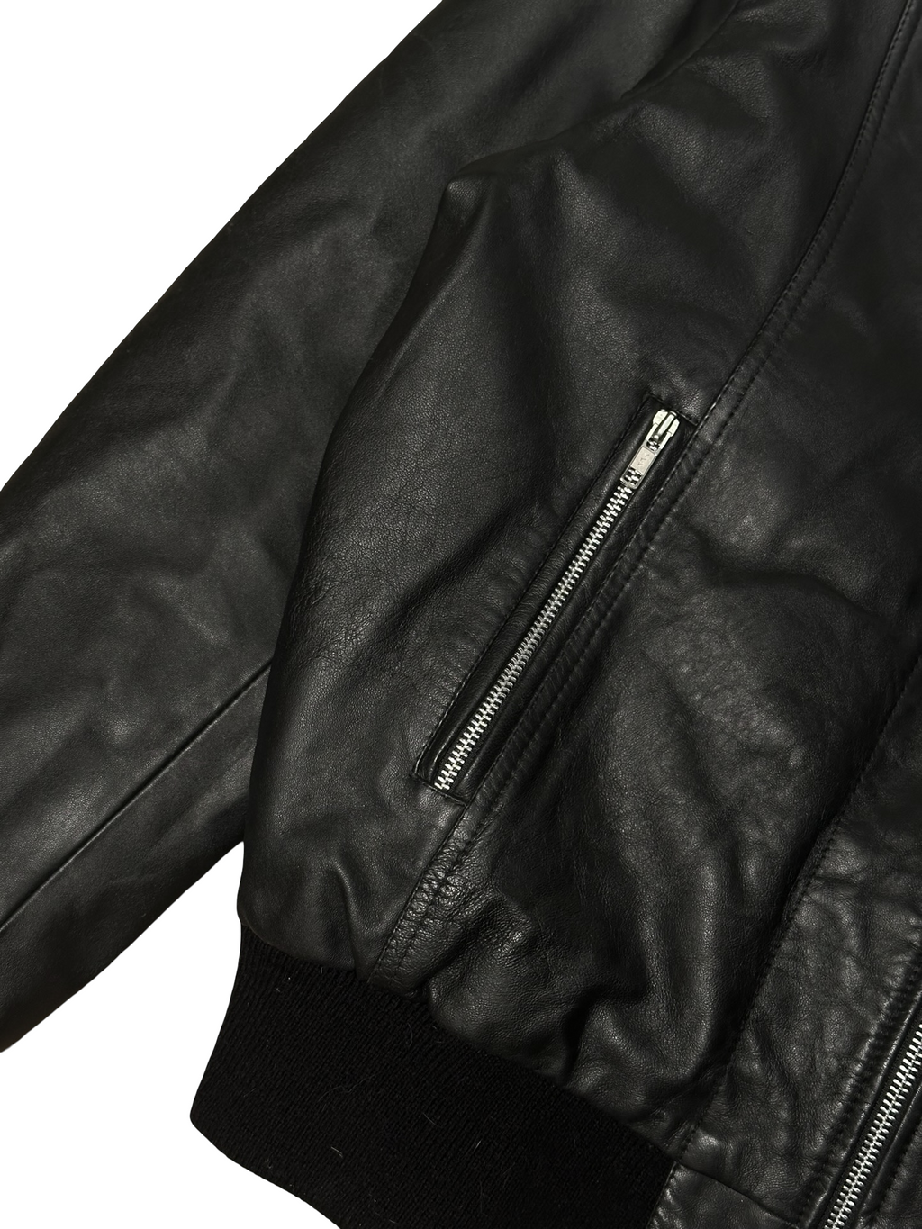 Lamba leðurjakki með kraga fittar M