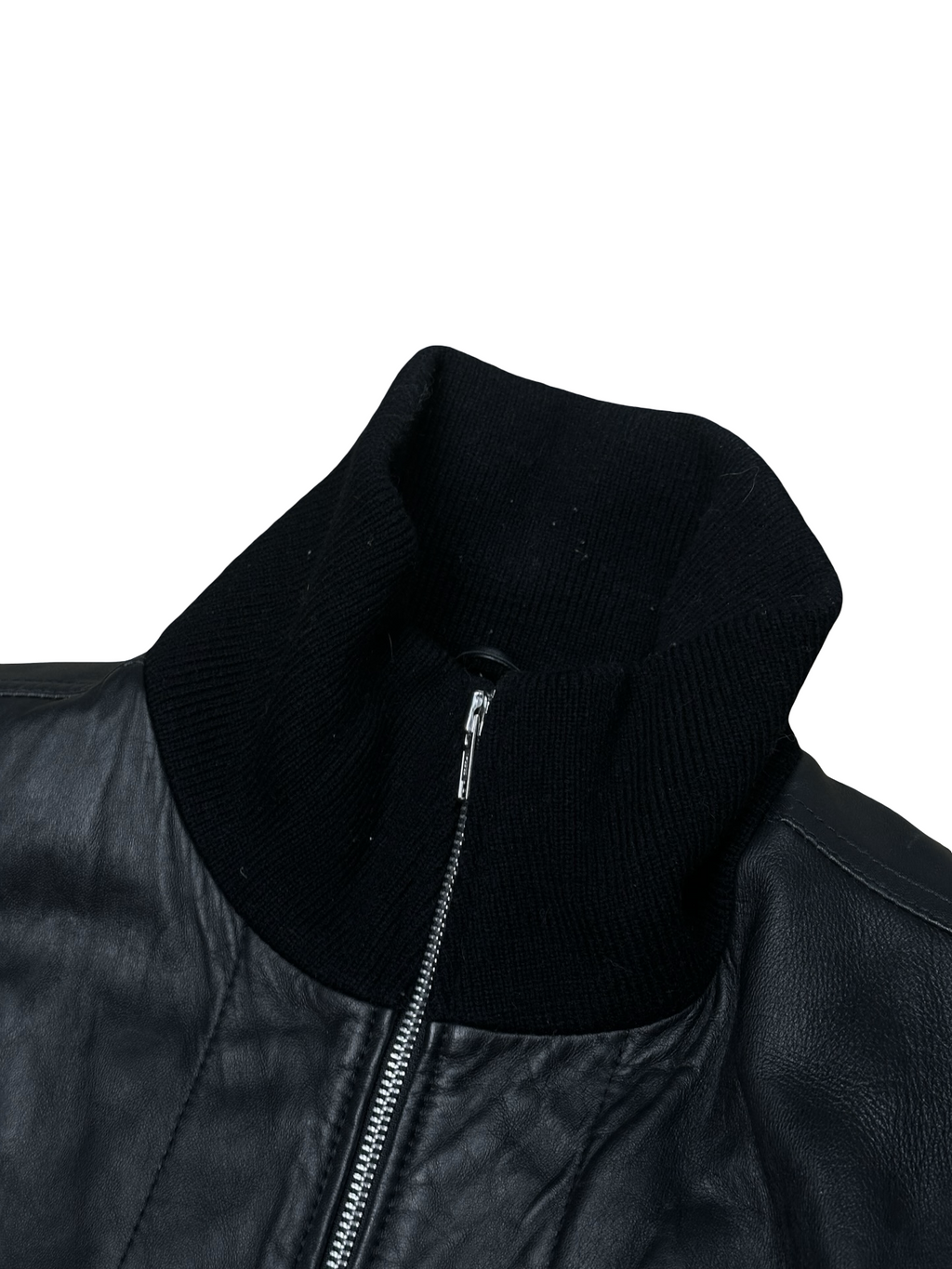 Lamba leðurjakki með kraga fittar M