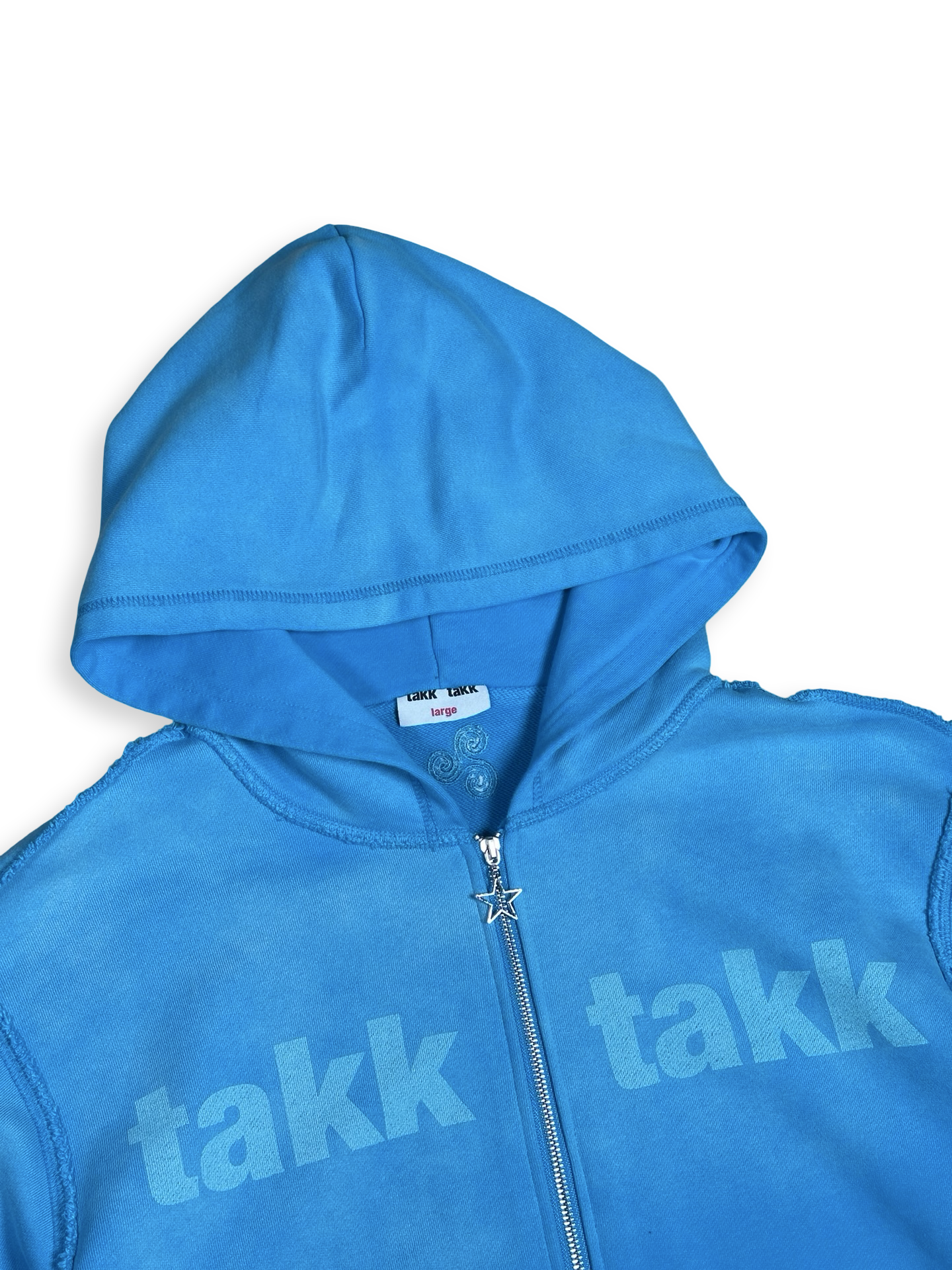 Takk Takk blá hettupeysa L