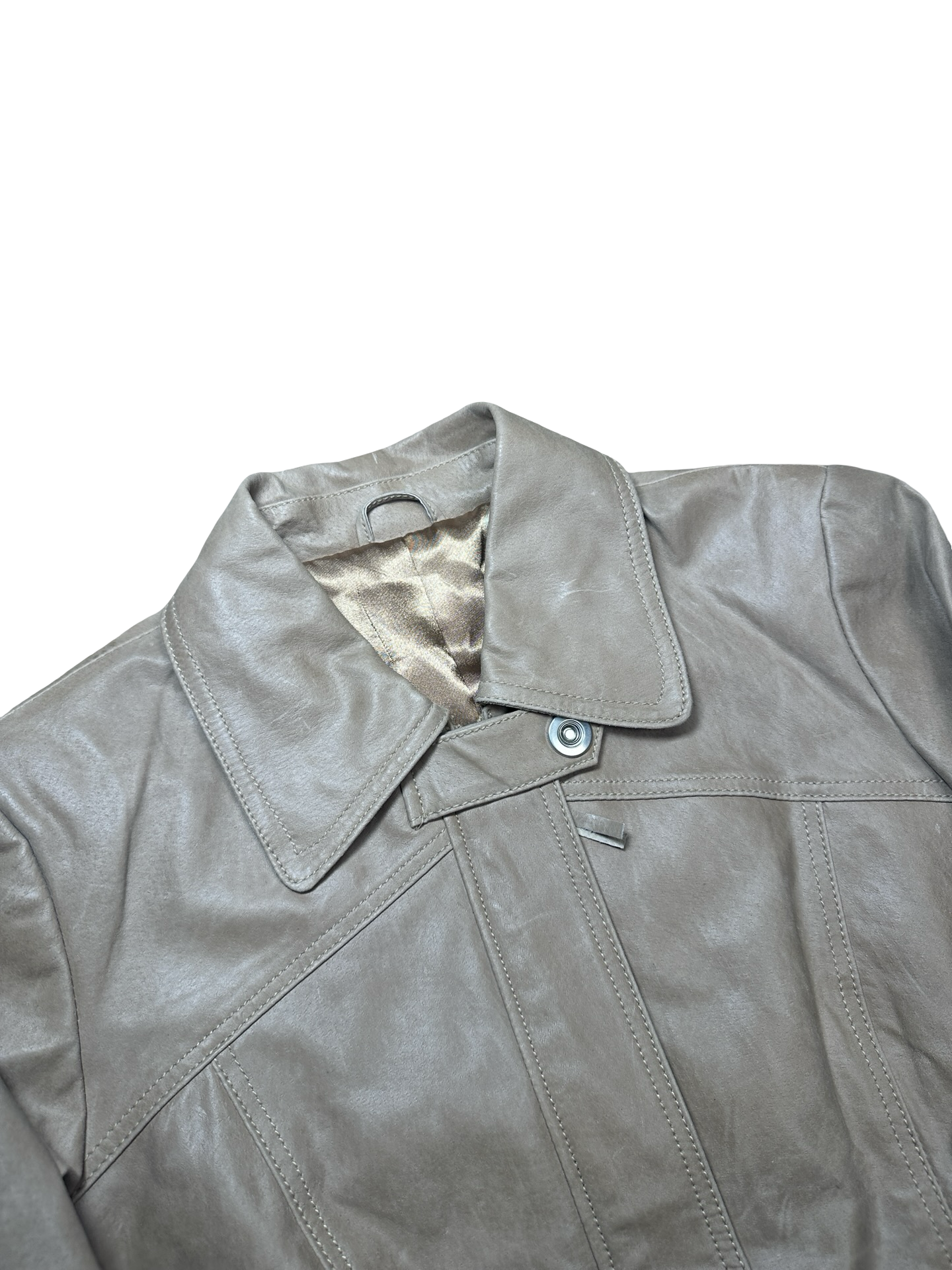 Ljósbrúnn leðurjakki S