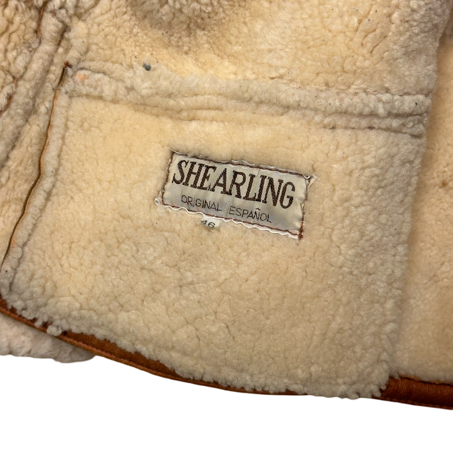 Leður Shearling jakki fittar S/M