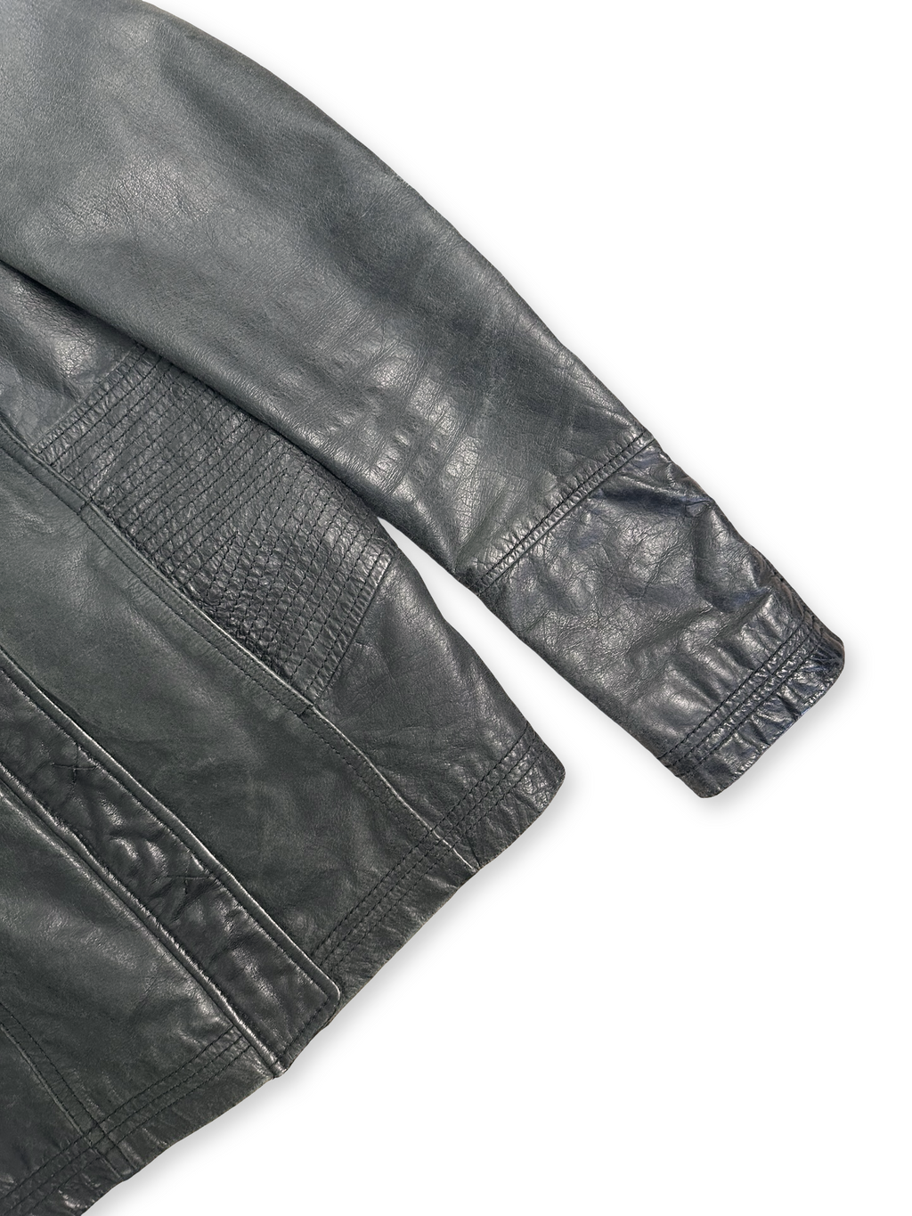 Leðurjakki dömu dreginn saman í mitti 38 (M)