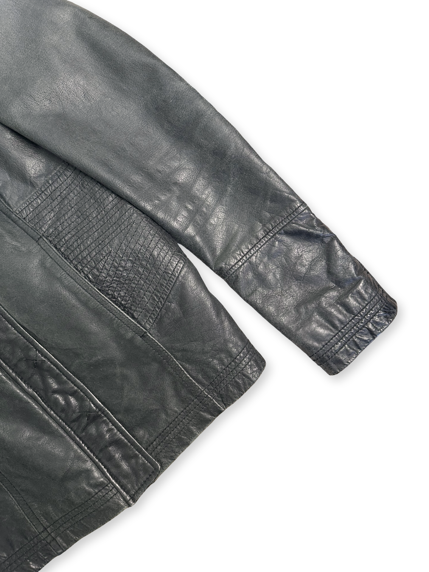 Leðurjakki dömu dreginn saman í mitti 38 (M)