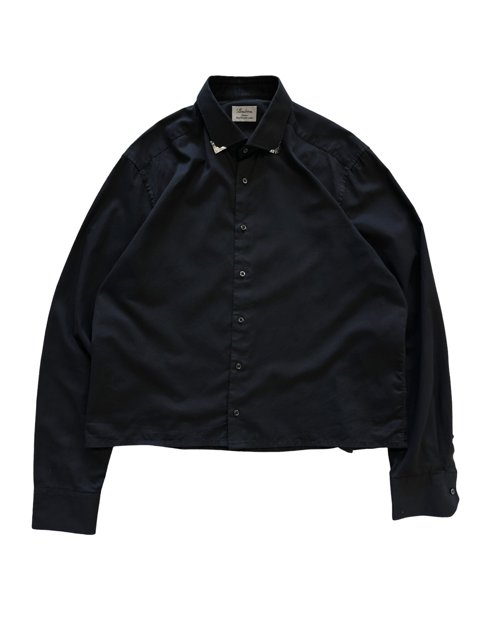 Stenström croppuð skyrta með kragadíteilum M