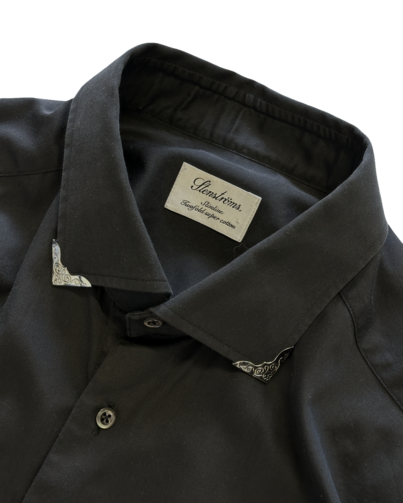 Stenström croppuð skyrta með kragadíteilum M