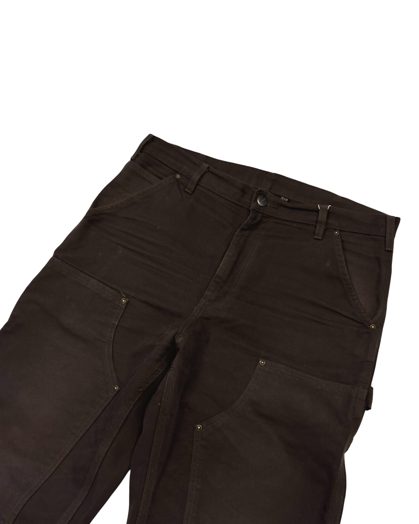Brúnar Carhartt workwear double knee buxur 32/32