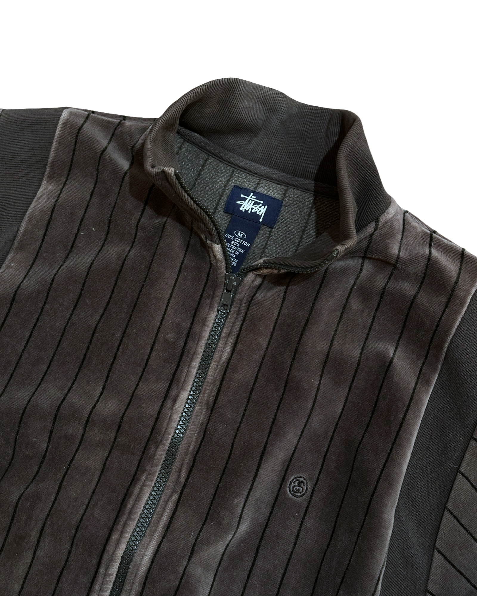 Vintage 90’s Stussy velour zip up peysa M